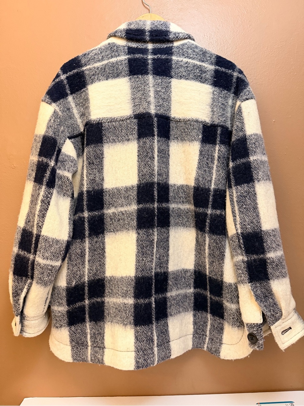 Madewell Women’s Blue White Plaid Lined Button Front Collared Shirt Jacket L - Picture 4 of 8